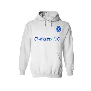 Chelsea FC White Hoodie With Blue Logo